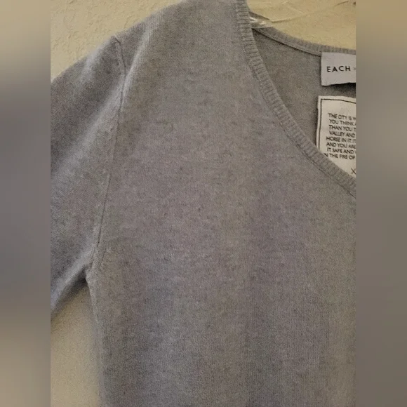 Each x Other Sweater Gray Patched 100% Cashmere Relaxed Fit V-neck Size XS